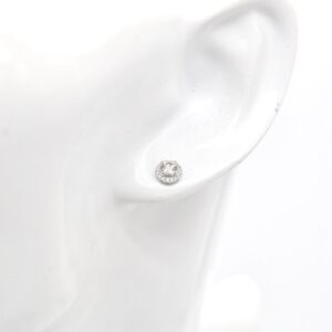 18K WG Round Brilliant Cut Natural Diamond Stud Earrings