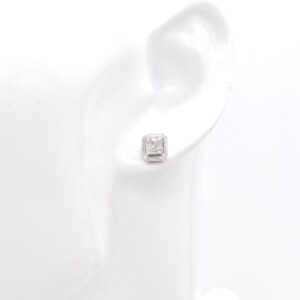 18K WG Baguette Cut Natural Diamond Stud Earrings