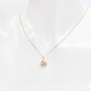 18K T-Inspired Cross Stitch Natural Diamond Necklace