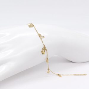 18KMulti-Charm  Adjustable Anklet (8" - 8.75")