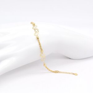 18K Clover & Bead Station Bracelet (6.5" - 7")