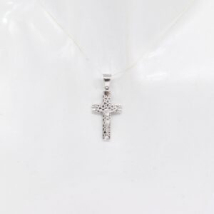 18K White Gold Textured Crucifix Cross Pendant