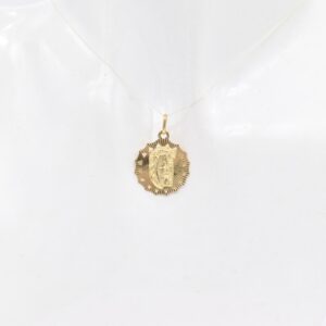 18K Reversible Virgin Mary Religious Medal Pendant