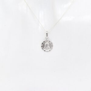 18K White Gold Virgin Mary Medal Pendant