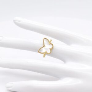 18K Mother of Pearl Butterfly Ring
