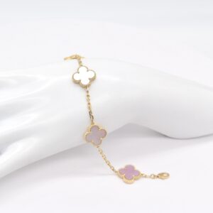 18K 15mm 5 Pinkish Clover Bracelet