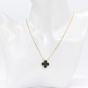 18K 15mm Black Clover Centered Necklace