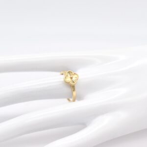 18K 10mm Clover Ring-Size 7.75