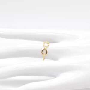 18K Infinity Ring with Heart Back Ring-Size 7.5