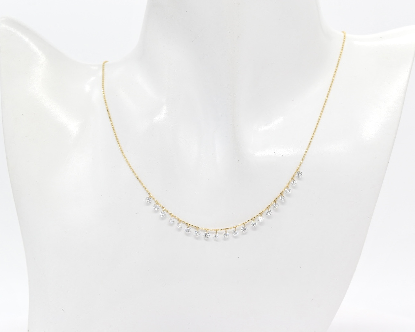 18K YG Adjustable Station Lab Diamond Necklace - Image 3