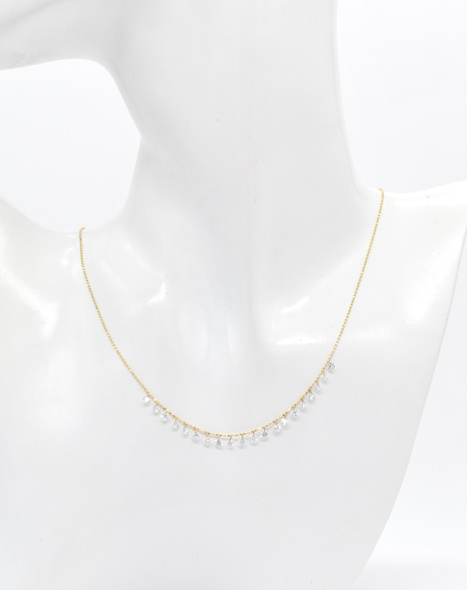 18K YG Adjustable Station Lab Diamond Necklace - Image 4