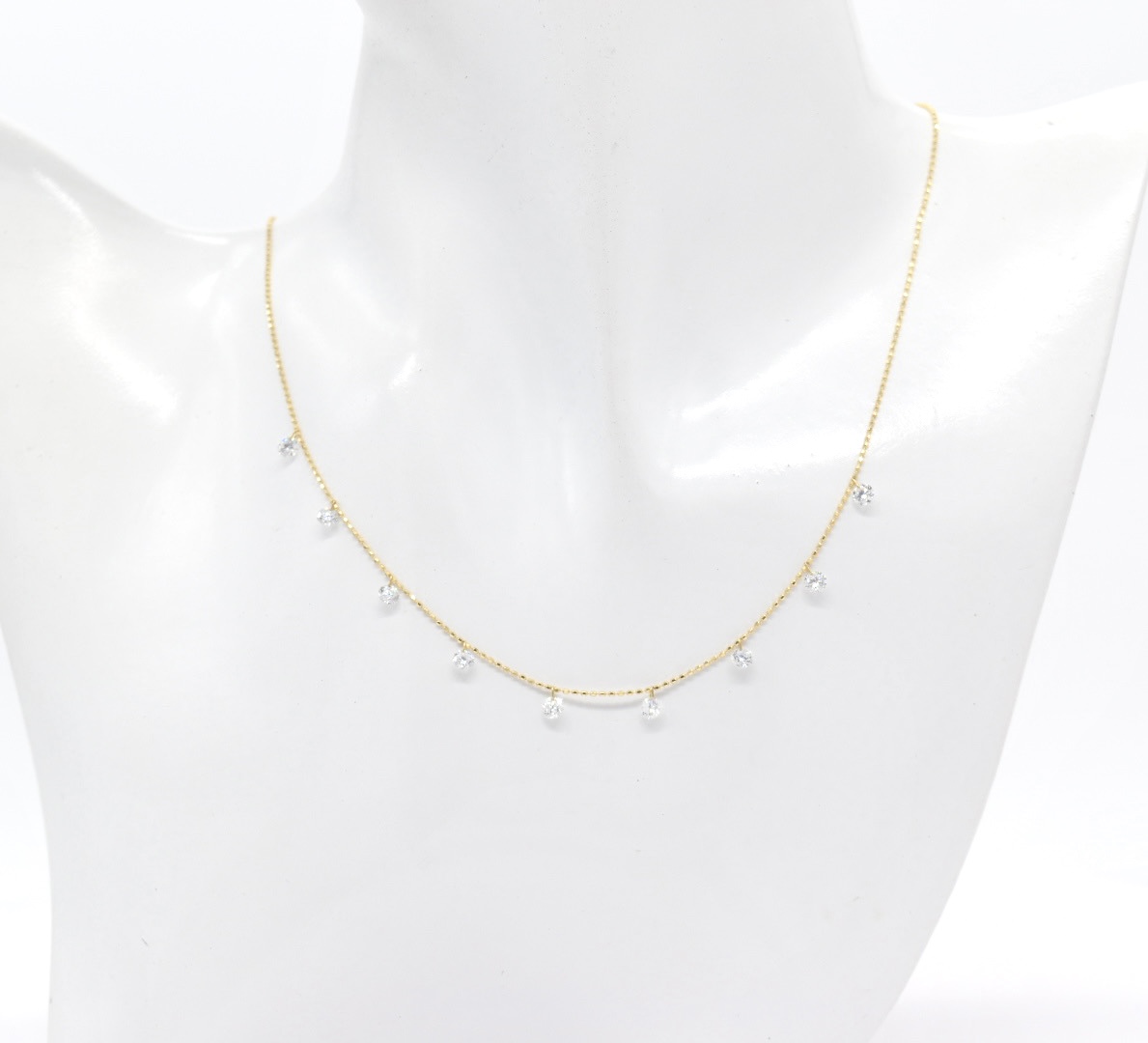 18K YG Adjustable Station Lab Diamond Necklace
