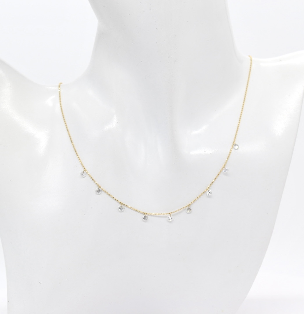 18K YG Adjustable Station Lab Diamond Necklace - Image 2