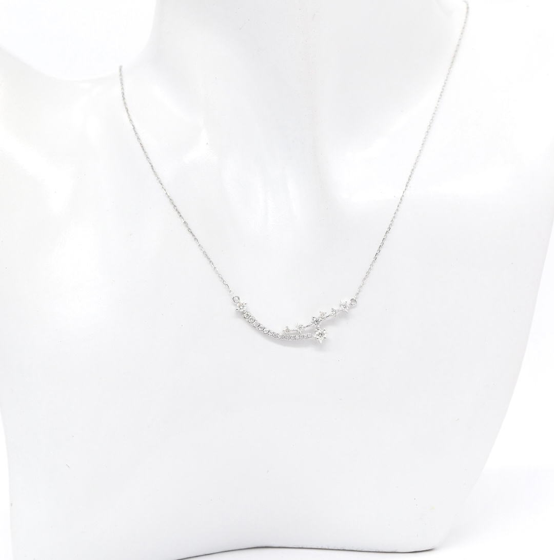 18K WG Stylish Smiley Natural Diamond Necklace