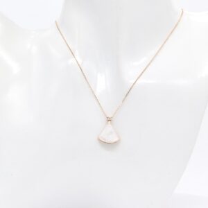 18K RG Fan Mother of Pearl with Diamond Necklace