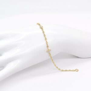 18K Flower and Round Diamond Station Bracelet