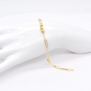 18K Paperclip with Beads Bracelet