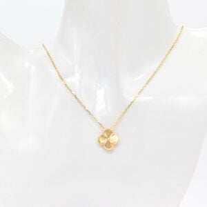 18K 14mm All Gold Clover Necklace