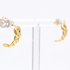18K Curb Chain Link C-Hoop Stud Earrings