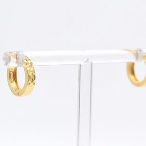 18K Diamond-Cut Patterned Huggie Hoop Earrings