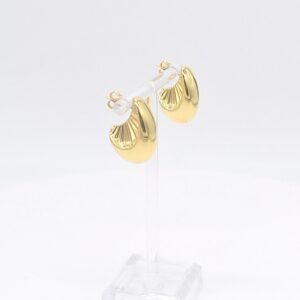 18K Ribbed Tapered C-Hoop Stud Earrings