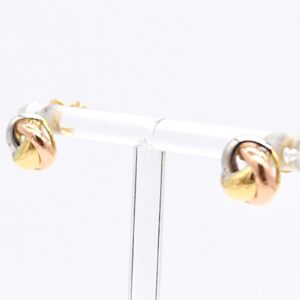 18K Tri-Color Gold Woven Love Knot Stud Earrings