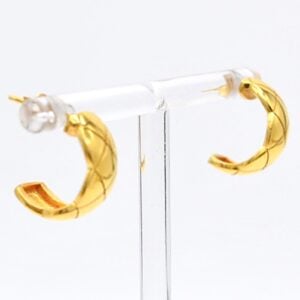21K Quilted Lattice C-Hoop Stud Earrings