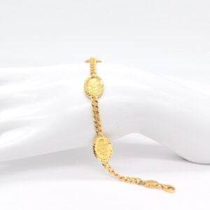 21K+24K Gold Bar(1g) Oval Flower Bracelet