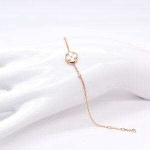 18K 0.03ct Natural Diamond with Flower Clover Bracelet