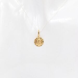 18K Scalloped Edge Virgin Mary Pendant